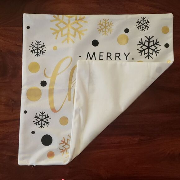 Contemporary Christmas Pillow Cover Snowflake Polkadots Black Silver Gold - Picture 8 of 8